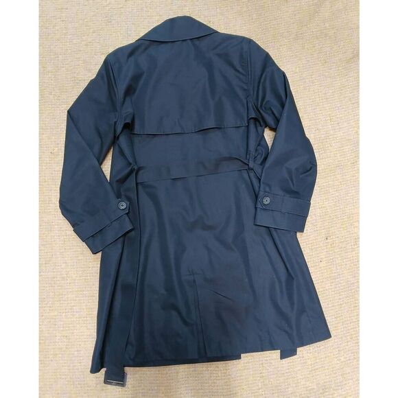 LL. BEAN womens xl navy blue double breasted long trench coat capsule - Picture 4 of 7